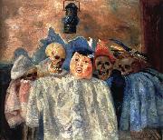 James Ensor Pierrot and Skeleton France oil painting reproduction